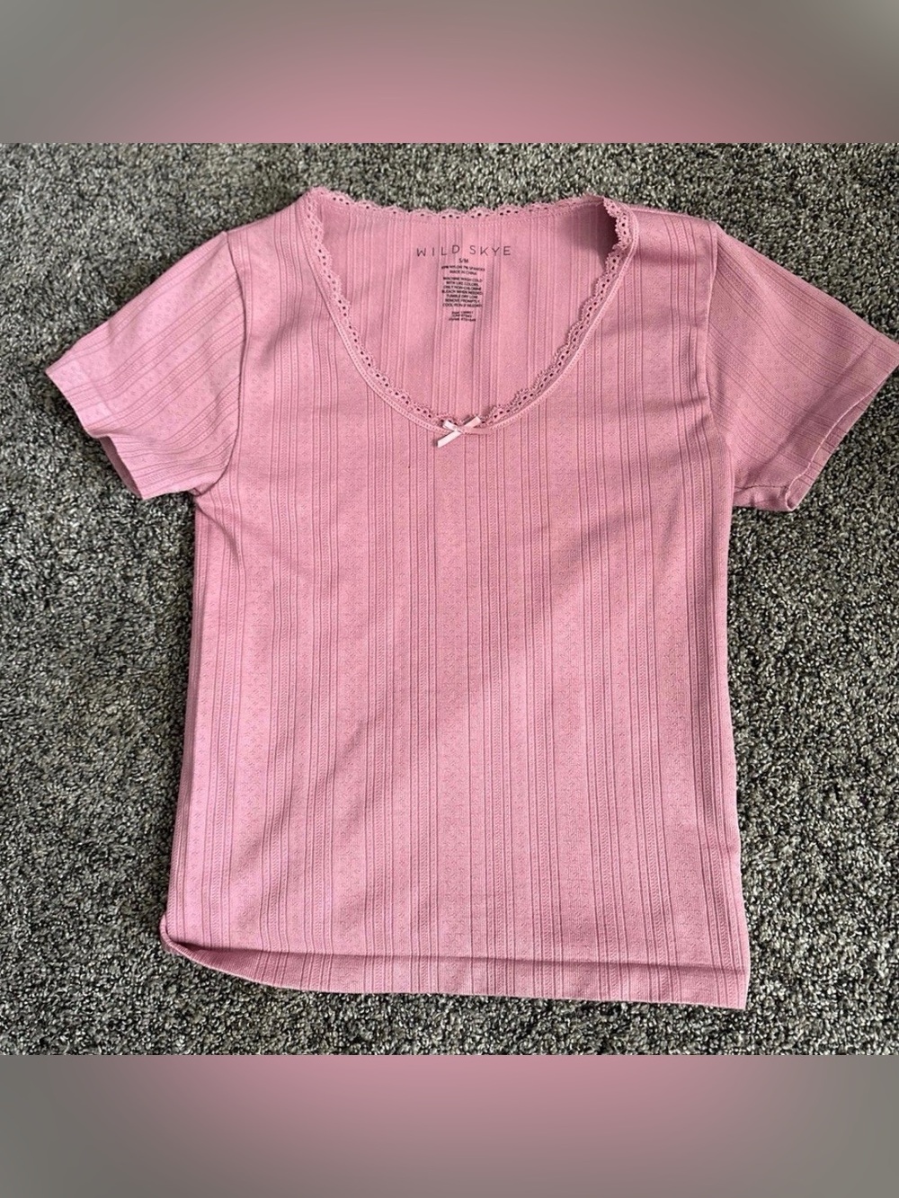 Wild Skye Pink Lace Detail Top Size S/M 0354